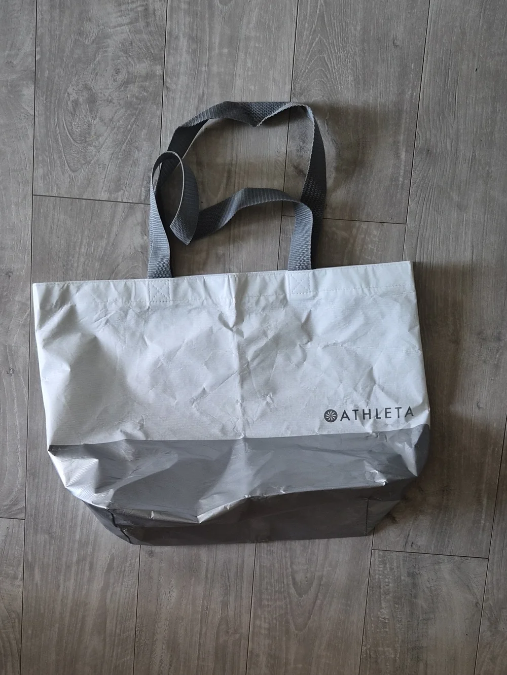 Athleta Two-Tone Gray and Light Gray Duffel Tote